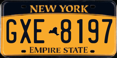 NY license plate GXE8197