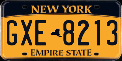 NY license plate GXE8213