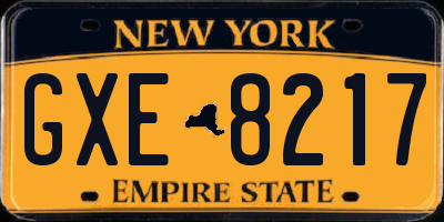 NY license plate GXE8217