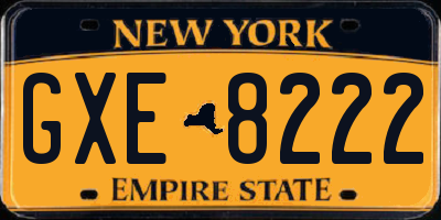 NY license plate GXE8222
