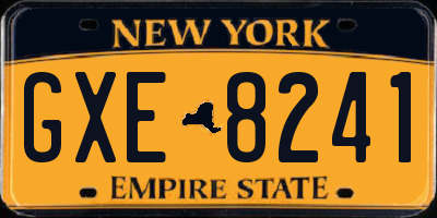 NY license plate GXE8241