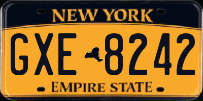NY license plate GXE8242