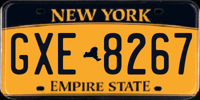 NY license plate GXE8267
