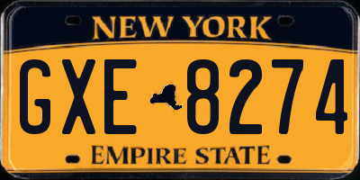 NY license plate GXE8274