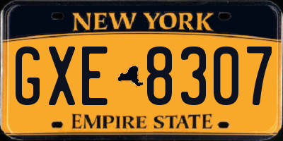NY license plate GXE8307