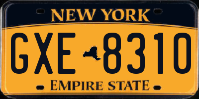 NY license plate GXE8310