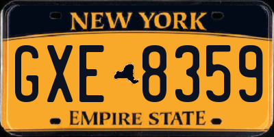NY license plate GXE8359