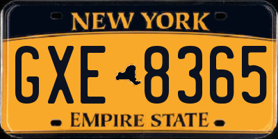 NY license plate GXE8365
