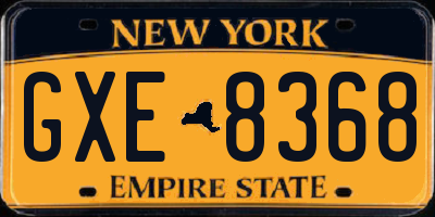 NY license plate GXE8368