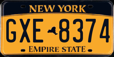 NY license plate GXE8374