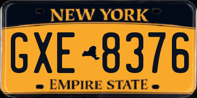 NY license plate GXE8376