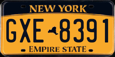 NY license plate GXE8391