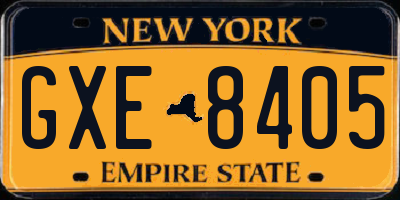 NY license plate GXE8405
