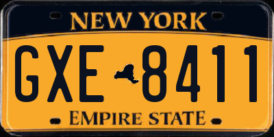 NY license plate GXE8411