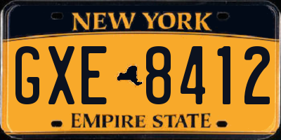 NY license plate GXE8412
