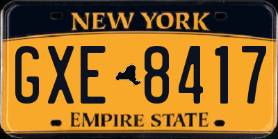 NY license plate GXE8417