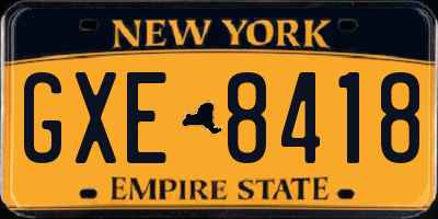 NY license plate GXE8418