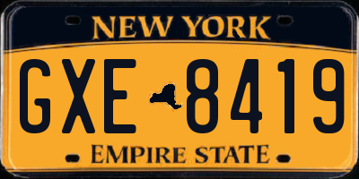 NY license plate GXE8419