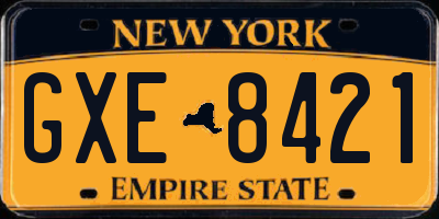 NY license plate GXE8421