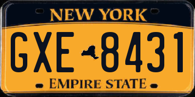 NY license plate GXE8431