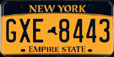 NY license plate GXE8443