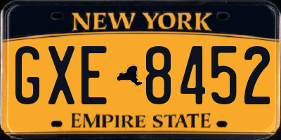 NY license plate GXE8452