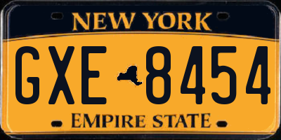 NY license plate GXE8454