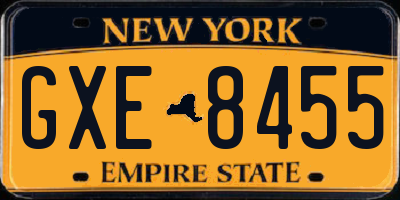 NY license plate GXE8455