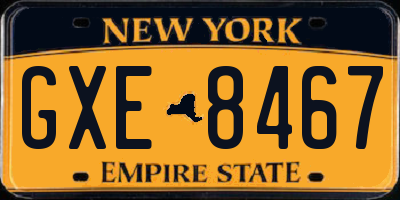 NY license plate GXE8467