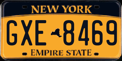 NY license plate GXE8469