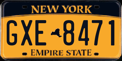 NY license plate GXE8471