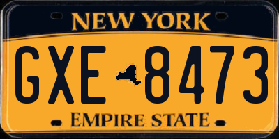 NY license plate GXE8473