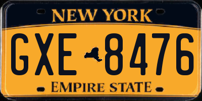 NY license plate GXE8476