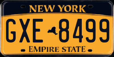 NY license plate GXE8499