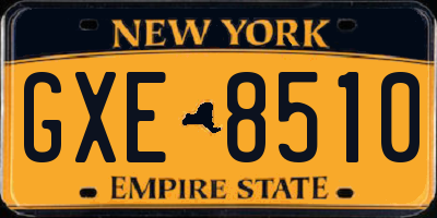 NY license plate GXE8510