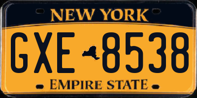 NY license plate GXE8538