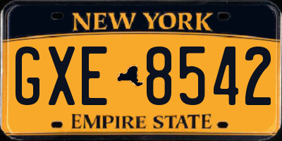 NY license plate GXE8542