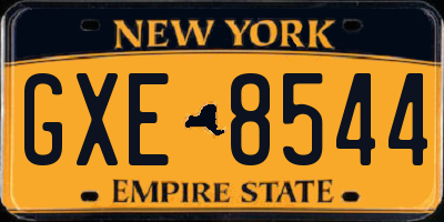 NY license plate GXE8544