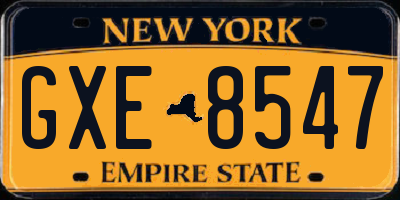 NY license plate GXE8547