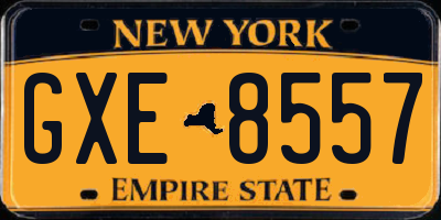 NY license plate GXE8557