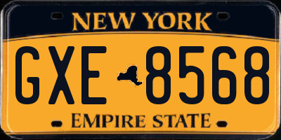 NY license plate GXE8568