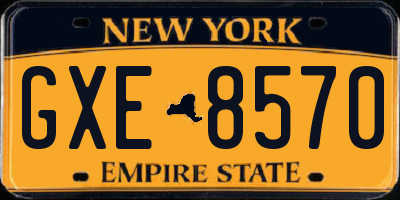 NY license plate GXE8570