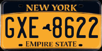 NY license plate GXE8622
