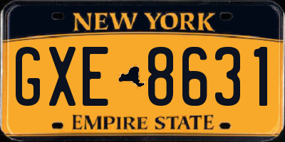 NY license plate GXE8631