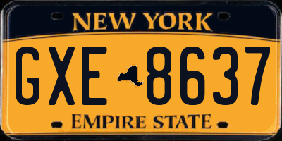 NY license plate GXE8637