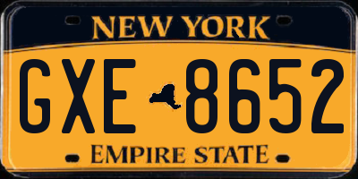 NY license plate GXE8652