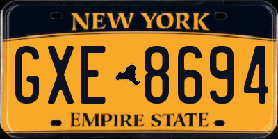 NY license plate GXE8694