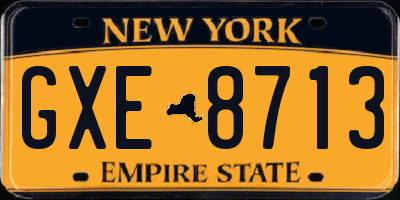 NY license plate GXE8713