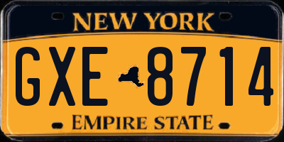 NY license plate GXE8714