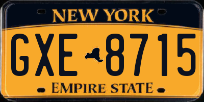 NY license plate GXE8715